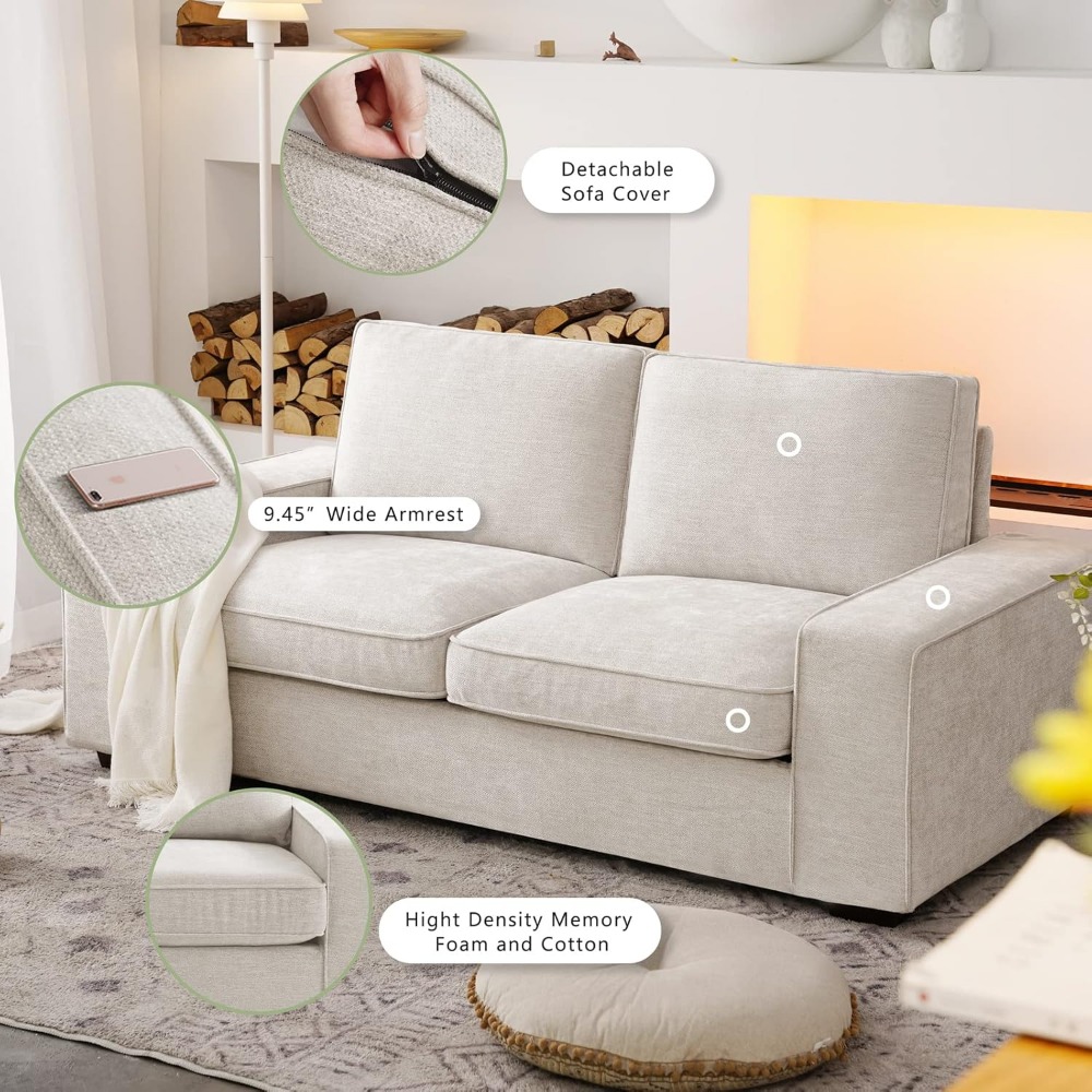 88 Inch Modern Sofa, Chenille  - Office Furniture Removal review and price